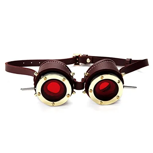 XINQIK Steampunk Industrial Retro Goggles Halloween Gothic Goggles Dark Costume Accessories Party Headwear, Eyewear & Accessories(Wine red) steampunk buy now online