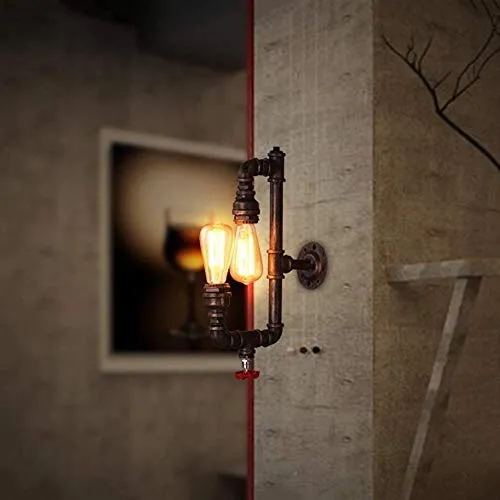 ZURBAQD Steampunk Kitchen Wall Lamp Pub Antique Restaurant Iron Art Wall Light Vintage Industrial Water Pipe Wall Luminaire Retro Loft Iron Hose Wall Mounted Fixture Illumination Warm as Ever steampunk buy now online