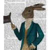 CANVAS-FRAMED-with-AMERICAN-BOX Hare In Turquoise Coat Fab Funky - Animals & Nature vertical Art print steampunk animals flowers antique contemporary flo Float 27_X_21_in steampunk buy now online