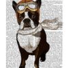 CANVAS-FRAMED-with-AMERICAN-BOX Boston Terrier Flying Ace Fab Funky - Animals vertical Art print steampunk animals flowers antique contemporary flo Floating fr 27_X_21_in steampunk buy now online