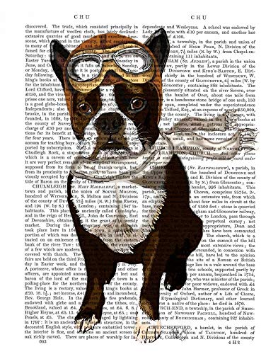 CANVAS-FRAMED-with-AMERICAN-BOX Boston Terrier Flying Ace Fab Funky - Animals vertical Art print steampunk animals flowers antique contemporary flo Floating fr 27_X_21_in steampunk buy now online