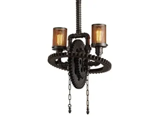 IXWQ Traditional E27*2/4 Industry Vintage Loft Water Pipe Chandelier Metal Gear Hanging Ceiling Light Lamp Retro Steampunk Wrought Iron Pendant Light For Bar Cafe Restaurant Living Room Fixtures (Siz steampunk buy now online