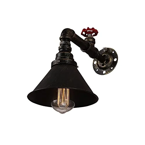 Retro Industrial Steampunk Wall Sconce 1 Lights Metal Water Pipe Style Wall Mounted Lamp Light Fixture Antique Iron Rust for Bar Corridor Aisle Modern Chandeliers steampunk buy now online