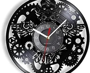 Wall Clock Steampunk Owl Retro Clock Industrial Gears Wall Clock Vinyl Album Record Art Home Decor Gothic Grandfather Victorian Wall Watch Fashion Wall Clock Gifts steampunk buy now online