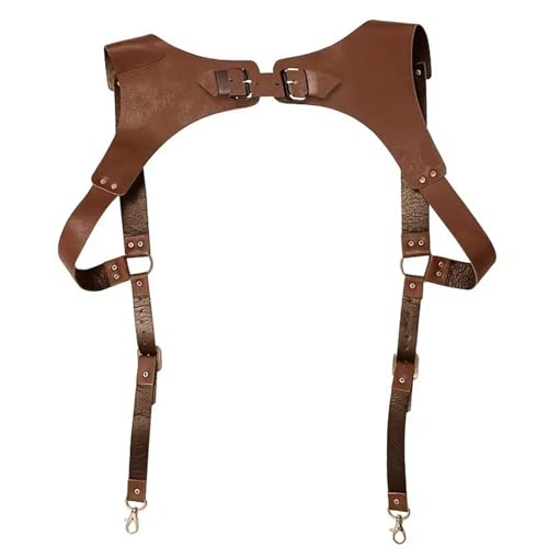 PENGXX Steampunk Renaissance Leather Suspenders for Men H Designs Vintage Men's Back Support Harness Metal Hooks Adjustable steampunk buy now online