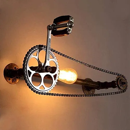 NZDY Bracket Light Minimalist Style Metal Bracket Lighting Loft Industrial Metal Water Pipe Wall Lamp E27 Gear Chain Wall Sconce Steampunk Lighting Bracket Light Fixture Antique for Bar Corridor Stai steampunk buy now online