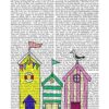 CANVAS-FRAMED-with-AMERICAN-BOX Beach Huts 1 Illustration Fab Funky - Tropical vertical Art print steampunk animals flowers antique contemporary flo Floating f 27_X_21_in steampunk buy now online