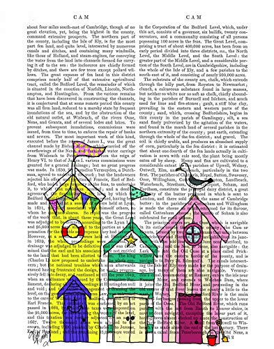 CANVAS-FRAMED-with-AMERICAN-BOX Beach Huts 1 Illustration Fab Funky - Tropical vertical Art print steampunk animals flowers antique contemporary flo Floating f 27_X_21_in steampunk buy now online