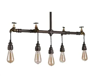 OZZKI Pendant Lamp 5-Lights Vintage Industrial Bar Loft Balcony Pendant Light Retro Decoration Dining Room Restaurant E27 Ceiling Lamp Adjustable Indoor American Water Pipe Steampunk Chandelier Flush steampunk buy now online
