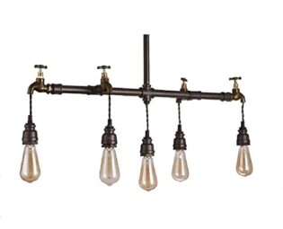 OZZKI Pendant Lamp 5-Lights Vintage Industrial Bar Loft Balcony Pendant Light Retro Decoration Dining Room Restaurant E27 Ceiling Lamp Adjustable Indoor American Water Pipe Steampunk Chandelier Flush steampunk buy now online