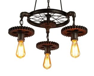 Simple Retro Industrial Style Industrial LOFT Gear Suspension Pendant Light Chandelier V-intage Industrial Steampunk Water Pipe Restaurant Suspension Pendant Light Fixture Black E27 Lighting Dev,Mode steampunk buy now online