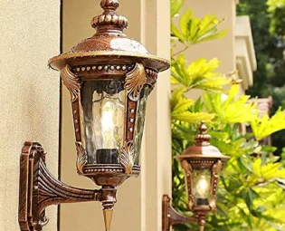 JORAsa Glass Lantern Wall Sconce Light Vintage Outdoor Waterproof Rustproof Wall Lamp Outside Decoration Aluminum Metal Wall Lantern for Corridor Villa Patio Garden (Style C-48cm) steampunk buy now online