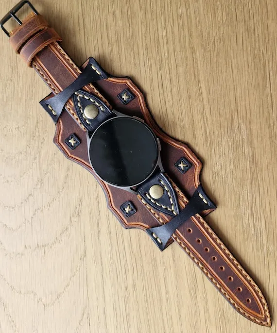 Handmade Wide Leather Watch Cuff: Steampunk Rustic Style by 3BLEATHERS steampunk buy now online Handmade Wide Leather Watch Cuff: Steampunk Rustic Style by 3BLEATHERS steampunk buy now online