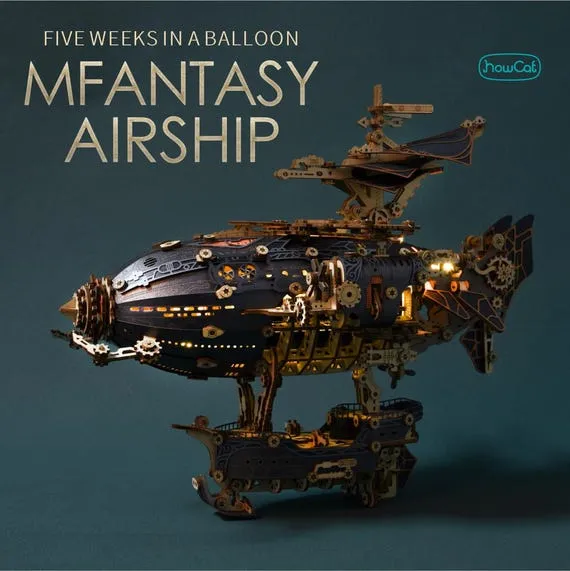 Steampunk Airship Model: Jules Verne Fantasy Craft DIY Wooden Toy by HowcatCanada steampunk buy now online