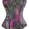 Charmian Women's Steampunk Gothic Spiral Steel Boned Brocade Waist Cincher Overbust Corset with Chains Purple 6X-Large steampunk buy now online