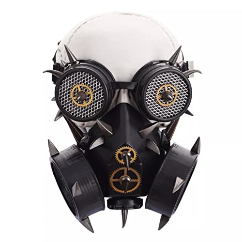 WLLLTY Halloween mask Steampunk Black Metal Rivets Steampunkmask With Spikes Goggles Cosplay Game Mask Halloween Props steampunk buy now online
