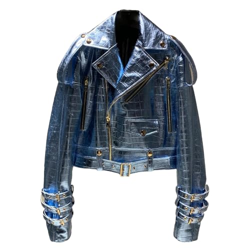Women's Genuine Sheepskin Leather Jacket - Soft Lambskin Coat With Classic Biker Style For All Seasons C115 XL steampunk buy now online