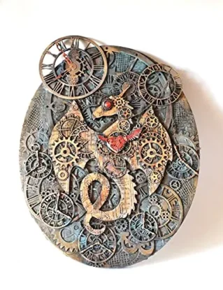 Exclusive steampunk handmade on canvas, steampunk 3D murals, steampunk wall decoration handmade modern vintage look for living room and bedroom, loft apartment the Dragon steampunk buy now online