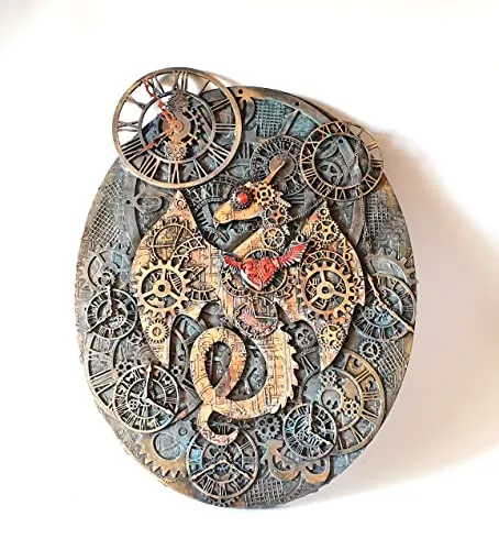 Exclusive steampunk handmade on canvas, steampunk 3D murals, steampunk wall decoration handmade modern vintage look for living room and bedroom, loft apartment the Dragon steampunk buy now online