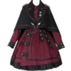 Military Lolita Cape Women Cloak Black Victorian Dress Outerwear Gothic Cape Coat Girls(Color:Red,Size:Small) steampunk buy now online