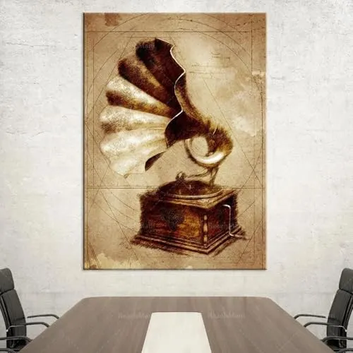 Antique Gramophone Industrial Wall Art, Steampunk Wall Art, Steampunk Poster, Gramophone Poster 80x120cm frame steampunk buy now online