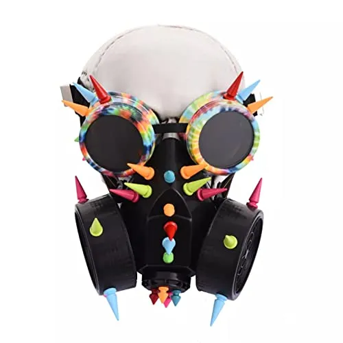 WLLLTY Halloween mask Men'S Women'S Color Rivet Goggles Gas Mask For Cosplay Rock Spiked Glasses Breathing Mask Clothing Accessories steampunk buy now online