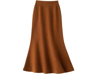 FULBHPRINT 100% Cashmere High Waist Hip Skirt Autumn Winter Mid-Length A-Line Thickened Knitted Wool Skirt steampunk buy now online