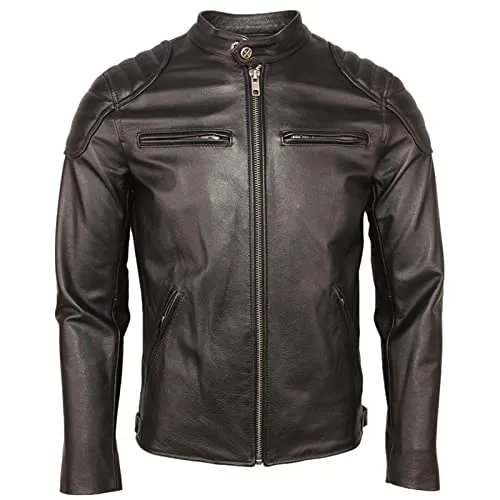 SXBYIAEG Distressed Leather Jacket Men Cowhide Leather Jackets Slim Fit Motorcycle Jacket Man Biker Coat Autumn Black steampunk buy now online