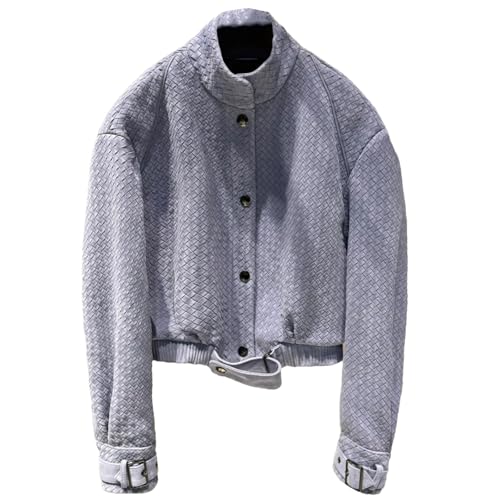 Women's Knitted Leather Jacket - Genuine Spring Coat With Lightweight Design For Seasonal Transition C113 S steampunk buy now online