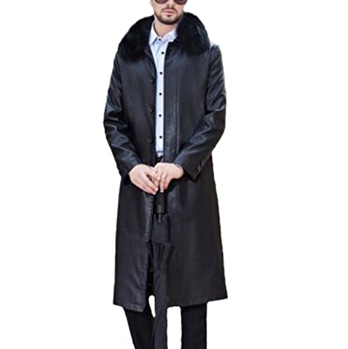 Men's Genuine Leather Jacket Long Thickening Windbreaker Thermal Liner Plus Size Trench Coat steampunk buy now online