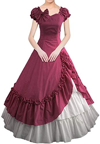 Re-Lady Victorian Costumes for Women Steampunk Renaissance Dresses Marie Antoinette Masked Ball Dress S Wine red steampunk buy now online