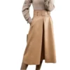 Women Winter Harajuku High End with Belt Folded Large Swing Long Skirt Beige M steampunk buy now online