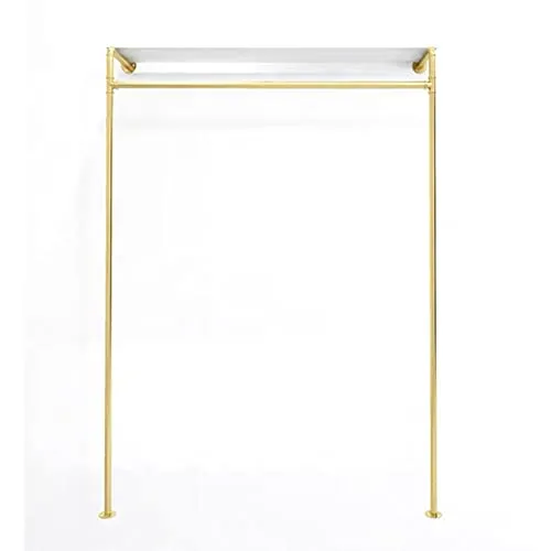 MDEPYCO Modern Simple Industrial Pipe Hanging Rods Clothing Rack,Retail Display Wall Mounted Storage Clothes Hanging Shelf, Wood Garment Rack (Gold, 59" L) steampunk buy now online