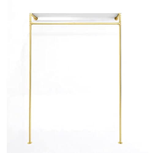 MDEPYCO Modern Simple Industrial Pipe Hanging Rods Clothing Rack,Retail Display Wall Mounted Storage Clothes Hanging Shelf, Wood Garment Rack (Gold, 59" L) steampunk buy now online