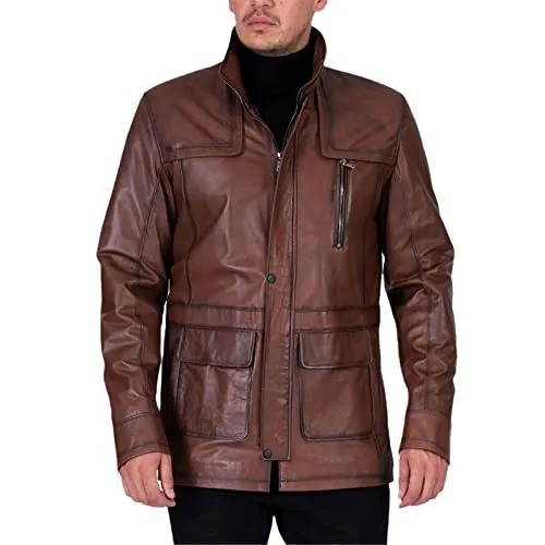 SXBYIAEG Men's Long Winter Leather Coat steampunk buy now online