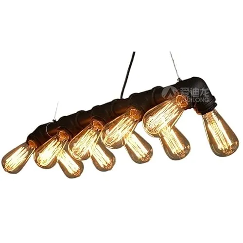 Antique Water Pipe Chandelier Retro Industrial Lamp 8Lights Metal Hanging Light Cafe Bar Wrought Iron Loft Vintage Bar Creative Steampunk Lighting Modern Chandeliers, TZNBGO, Black steampunk buy now online