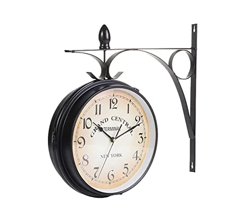 GeRRiT Double Side Wall Clock European Style Iron Retro Creative Home Decor Wall Clock Time Set for Both Sides European vintage clock Easy To Hang steampunk buy now online