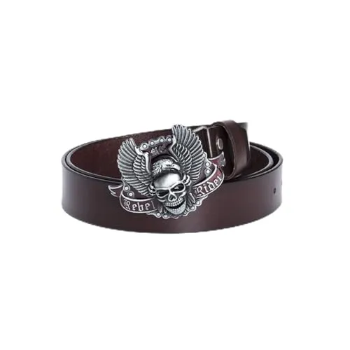 Jyuiipcz Steam Punk Skull Devil Buckle Full Grain Leather Belt Jeans Gos Biker Belt Unisec k Belt (Color: Coffee Size: 38) (Coffee 32) steampunk buy now online