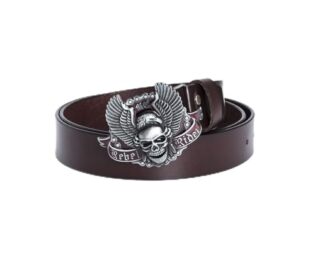 Jyuiipcz Steam Punk Skull Devil Buckle Full Grain Leather Belt Jeans Gos Biker Belt Unisec k Belt (Color: Coffee Size: 38) (Coffee 32) steampunk buy now online