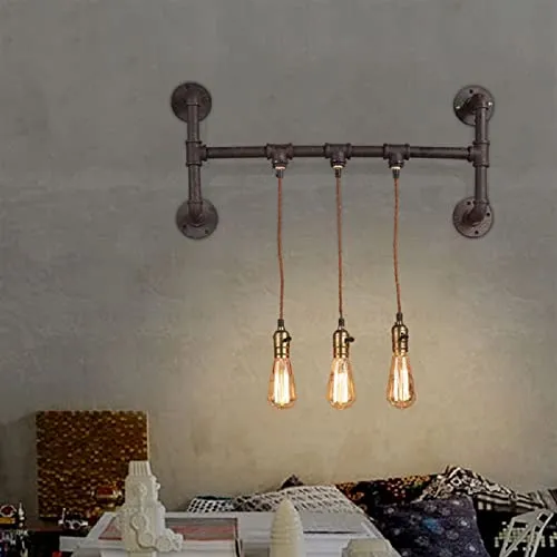 European Wall Light 4-Lights Industrial Robust Finish Solid Iron Retro Wall Lamp - Personality Iron Lamp Water Pipe Wall Light Cross Iron E27 Edison Bulb Steampunk V-intage Wall Sconce,Wall Light Fix steampunk buy now online