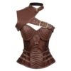Niiyyjj Women Steampunk Vintage Pu Leather Corset Brown Outerwear Bustier Steel Boned Overbust Corselet Brown XL steampunk buy now online Niiyyjj Women Steampunk Vintage Pu Leather Corset Brown Outerwear Bustier Steel Boned Overbust Corselet Brown XL steampunk buy now online