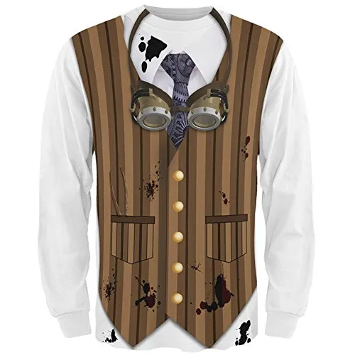Halloween Steam Punk Engineer Costume All Over Mens Long Sleeve T Shirt Multi MD steampunk buy now online