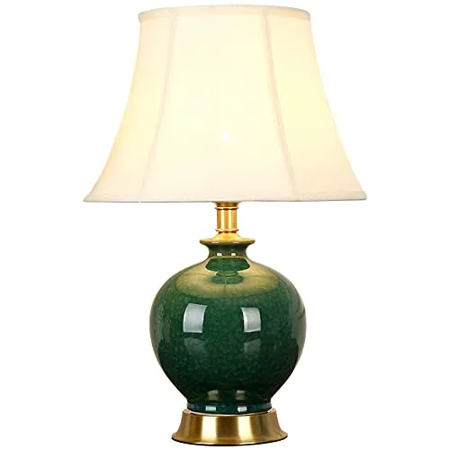 FAZRPIP Green Glaze Ceramics Table Lamp Chinese Traditional Bedroom Bedside Lamp Jingdezhen -made Porcelain Ice Crack Table Lamp Vase Bedroom Desk Lamp steampunk buy now online