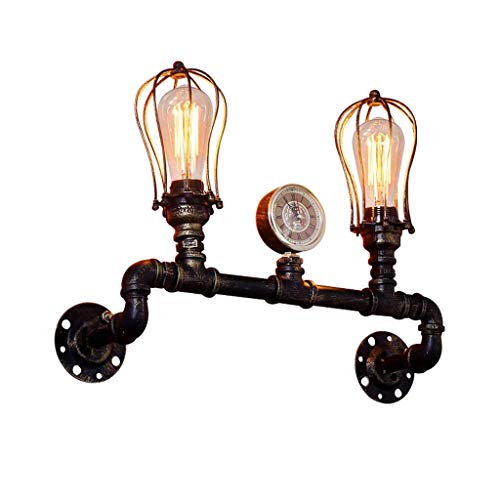 NEWNAN Retro Industrial Steampunk Wall Sconce, 2 Lights Metal Water Pipe Style Wall Mounted Lamp Light Fixture in Antique Bronze steampunk buy now online