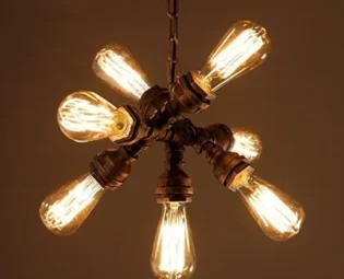 ABARTY European 7- Vintage Creative Steampunk Rustic Pendant Water Pipe Chandelier Metal Iron Ceiling Hanging Lamp Kitchen se Cafe Pub taurantl Hotel Chandelier steampunk buy now online