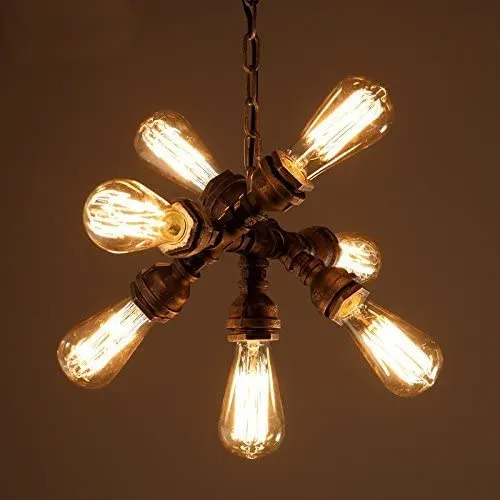 ABARTY European 7- Vintage Creative Steampunk Rustic Pendant Water Pipe Chandelier Metal Iron Ceiling Hanging Lamp Kitchen se Cafe Pub taurantl Hotel Chandelier steampunk buy now online
