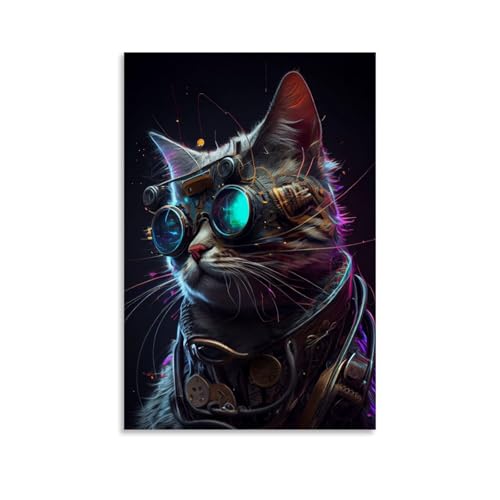 FANSITUO Steampunk CatPoster Canvas Art Oil Painting Wall Painter Home Decorative Music Album Celebrity Decorative Painting Classical Decorative Wall ArtUnframe-style-216x24inch(40x60cm) steampunk buy now online