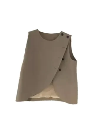 Women's Temperament O-Neck Sleeveless Suit Vest, Slit Vest Khaki S steampunk buy now online