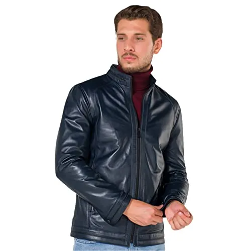 SXBYIAEG Men's Dark Brown Leather Jacket steampunk buy now online