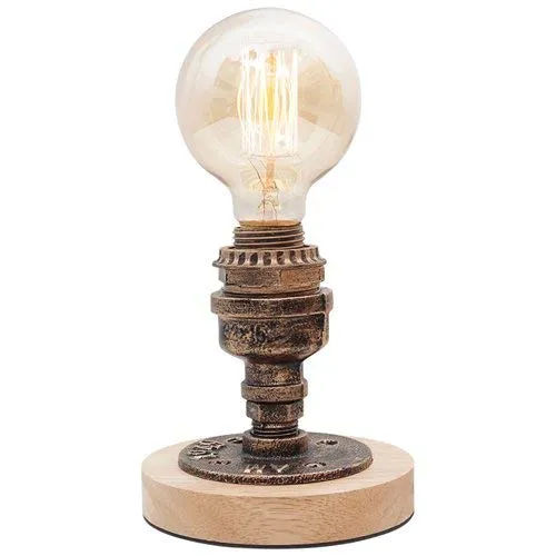 Vintage Industrial Table Lamp Steampunk Table Light Rustic Water Pipe Bedside Solid Wood Decoration Home Study Room Bedroom Library Hotel Barn Warehouse Desktop Lights Interesting Household faucets steampunk buy now online